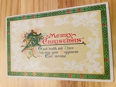 Vintage Embossed Christmas Postcard Merry Christmas Postmarked 1 Cent Red Stamp - Image 1