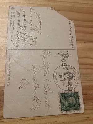 Vintage 1911 Embossed Christmas Postcard A Joyful Yuletide Nativity Scene Gold - Thumbnail 2
