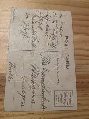 Vintage Christmas Postcard Angels Nativity Embossed Best Wishes Merry Christmas - Thumbnail 2