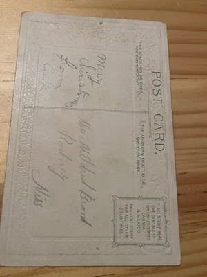 Vintage Embossed Christmas Postcard Printed In Germany A Merry Christmas Silver - Thumbnail 2