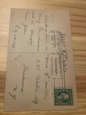 Vintage Christmas Postcard Virgin Mother and Child 1921 Postmarked Holiday - Thumbnail 2