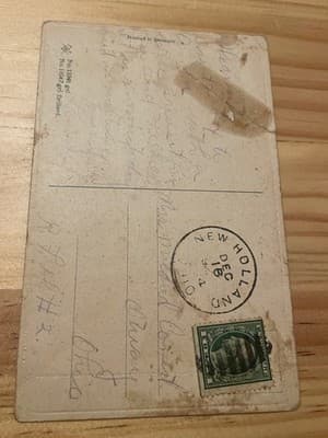 Vintage Christmas Postcard Printed in Germany Embossed Village Star Postmark - Thumbnail 2