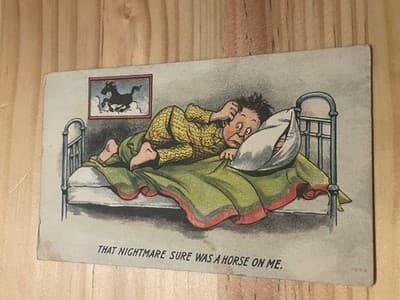 Vintage Comic Postcard That Nightmare Sure Was A Horse On Me Illustrated Used - Image 1