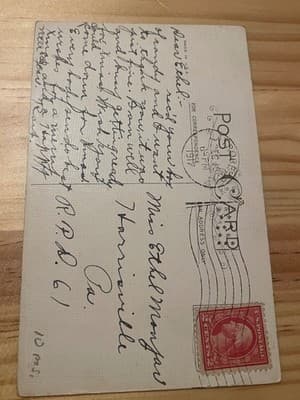 Vintage Christmas Greetings Postcard Postmarked Handwritten Addressed 2¢ Stamp - Thumbnail 2