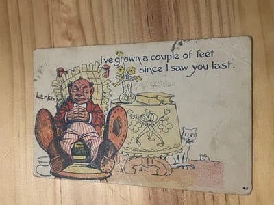 Vintage Humorous Cartoon Postcard Ive Grown A Couple Of Feet Since I Saw You - Image 1