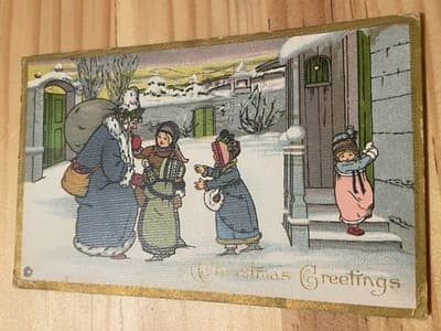 Vintage Christmas Greetings Postcard Postmarked Handwritten Addressed 2¢ Stamp - Image 1