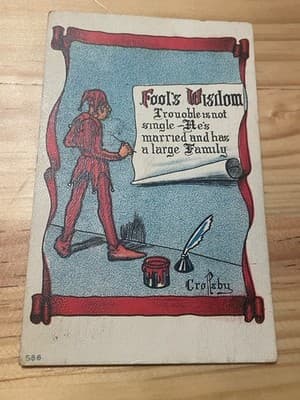 Vintage Fools Wisdom Postcard Jester 566 Handwritten Postmarked Portsmouth Ohio - Image 1