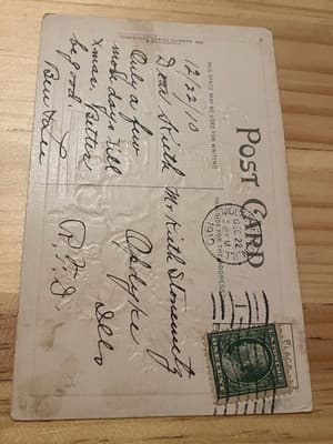 Vintage Embossed Santa Christmas Postcard 1910 Canceled 1c Stamp Merry Greeting - Thumbnail 2