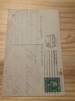Vintage Divided Back Postcard Humor Boy in Barrel Dog Joke Postmarked 1916 USA - Thumbnail 2
