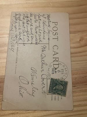 Vintage 1907 Hillson Comic Postcard Hastily Yours Goat Boy Mailed 1909 Ohio - Thumbnail 2