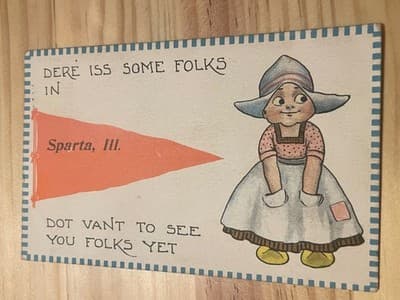 Vintage Postcard Sparta Ill 1914 Divided Back Humor Girl Illustration Greeting - Image 1