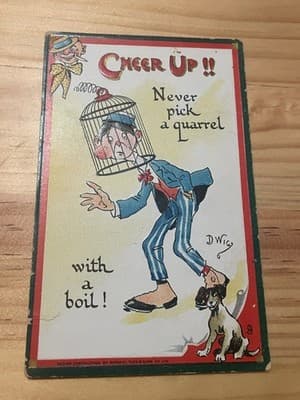 Raphael Tuck & Sons Postcard Cheer Up Never pick a quarrel Humor Vintage Saxony - Image 1