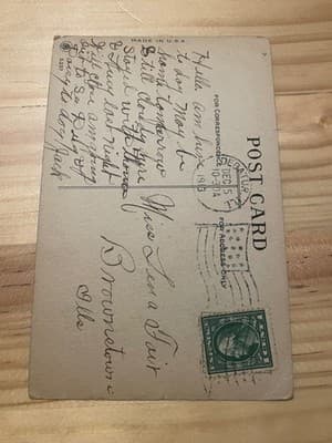 Vintage Postcard 1913 Garden Gate Romance Divided Back Postmarked USA Mailed - Thumbnail 2