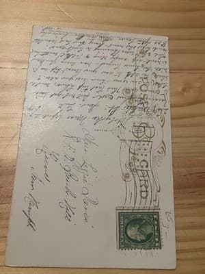 Vintage Humorous Postcard Postmarked Family Fireplace Caption Divided Back - Thumbnail 2