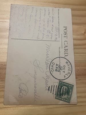 Vintage Fork Lightning Postcard Black White Photo Haystack Women Postmarked Ohio - Thumbnail 2