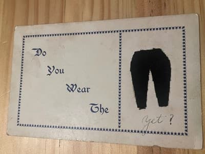 J B Meiler & Sons Vintage Postcard Do You Wear The Pants Yet Dayton OH Humor - Image 1