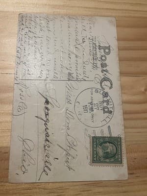 Vintage 1911 Postcard Ups and Downs Embossed Child Dog Cat 1¢ Stamp Postmark - Thumbnail 2