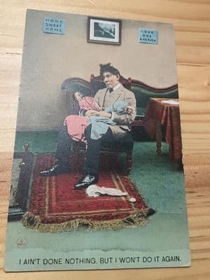 Bamforth Antique Postcard 4054 1910 Humor I AINT DONE NOTHING Caption Used - Image 1