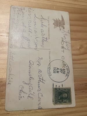 Vintage 1908 Postcard Postmarked Apr 27 1908 Handwritten Addressed Eagle Ohio - Thumbnail 2