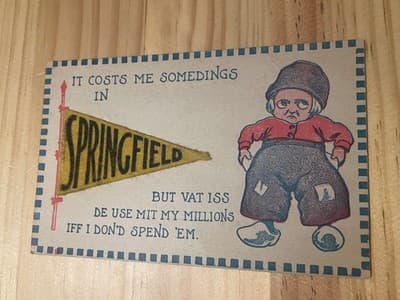 Vintage Springfield Humor Postcard Divided Back Ohio Postmarked 2c Stamp - Image 1
