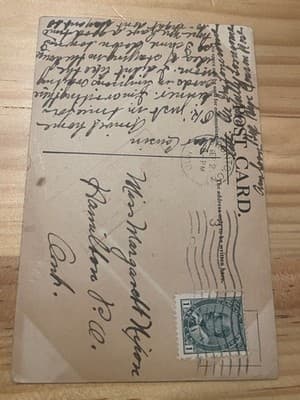 Vintage Postcard Stung Black White Dog Couple Fence Canada 1c Stamp Postmarked - Thumbnail 2
