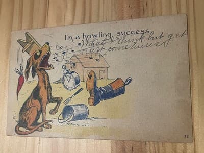 Vintage 1908 Postcard Dog Im a Howling Success Comic Illustration Ohio Postmark - Image 1