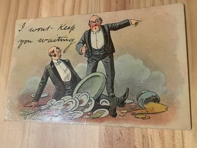 Vintage Comic Postcard Divided Back Humorous Tuxedo Men I Wont Keep You Waiting - Image 1
