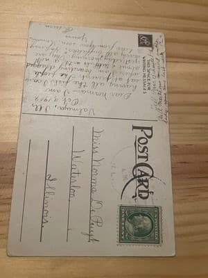 Vintage Postcard Miss Norma D Ruff Waterloo Illinois Handwritten 1909 Stamp - Thumbnail 2