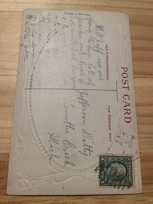 Vintage Embossed Rose Postcard Kindest Regards Printed in Germany Handwritten - Thumbnail 2