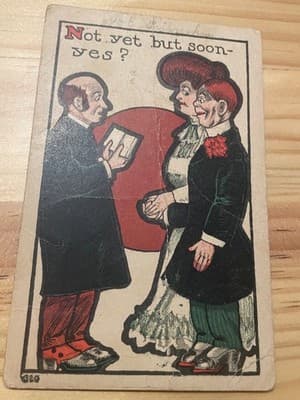 Vintage Postcard Lucasville OH 1908 Postmarked Not Yet But Soon Comic Couple - Image 1