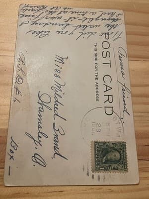 Dederick Bros 1907 Vintage Postcard Pretty Girl Handsome Man Riddle Postmarked - Thumbnail 2