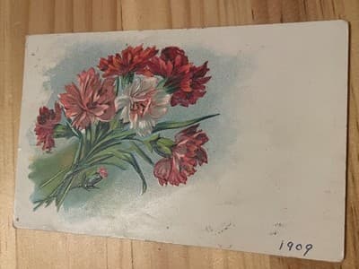 Vintage Embossed Floral Birthday Postcard 1909 Used Postmarked USA - Image 1
