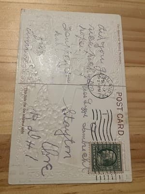 Antique 1910 Embossed Floral Postcard Portland OR Postmarked Greeting Used - Thumbnail 2