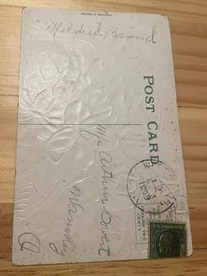 Vintage Antique Embossed Floral True Love Greeting Postcard Made in Germany 1906 - Thumbnail 2