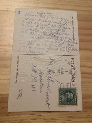 Vintage Embossed Postcard 1911 Printed in Germany Floral Gold Burns Verse Mailed - Thumbnail 2