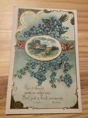 Vintage Embossed Postcard 1911 Printed in Germany Floral Gold Burns Verse Mailed - Image 1