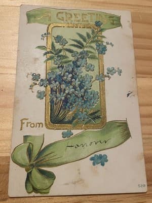 Vintage Embossed Floral Greeting Postcard Hanover Mar 1910 One Cent Stamp Used - Image 1