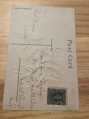 Vintage Embossed Postcard Floral All Good Wishes Postmarked - Thumbnail 2