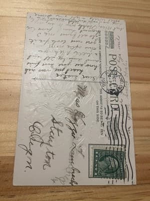 Vintage 1916 Joyful Greetings Postcard Birds Gold Embossed Thistles Orlando - Thumbnail 2