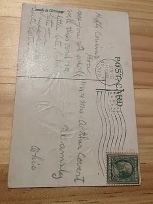 Vintage Antique Embossed Floral True Love Greeting Postcard Made in Germany 1906 - Thumbnail 4