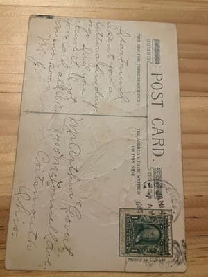 Vintage Embossed Birds Postcard A Gift of Love Printed in Germany Posted Silver - Thumbnail 2