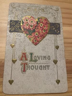 Vintage Embossed Postcard A Loving Thought Lily of the Valley Cherub Germany - Thumbnail 3