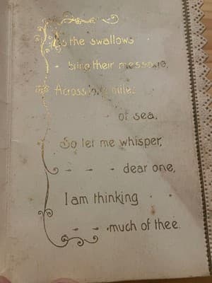 Vintage Embossed 3D Pink Rose Birthday Card Die Cut Lace Gold Poem Handmade - Thumbnail 3