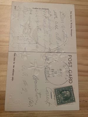 Victorian Embossed Postcard Printed Germany Floral Gold Heart Shakespeare 1910 - Thumbnail 2