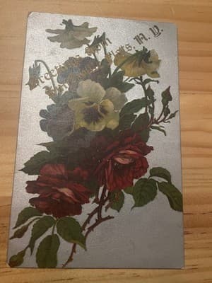 Vintage 1909 Floral Postcard Mailed Postmarked 1909 Made in Germany Pansies - Image 1