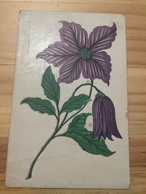 Vintage Embossed Floral Postcard Divided Back Postmarked Jan 1910 Purple Flower - Image 1
