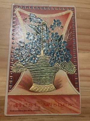 Heymann 1912 Embossed Floral Basket Postcard Printed in Germany Vintage Postcard - Image 1