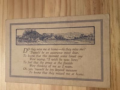Vintage 1909 Postcard Poem Do They Miss Me At Home Posted Mar 12 1909 1c Stamp - Image 1