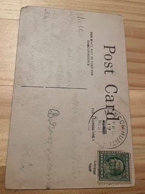 Vintage Postcard Violets Gold Embossed Sentiment Floral 1c US Stamp Postmark - Thumbnail 2
