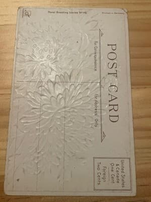 Vintage Embossed Floral Postcard Printed in Germany Chrysanthemums Unposted - Thumbnail 2